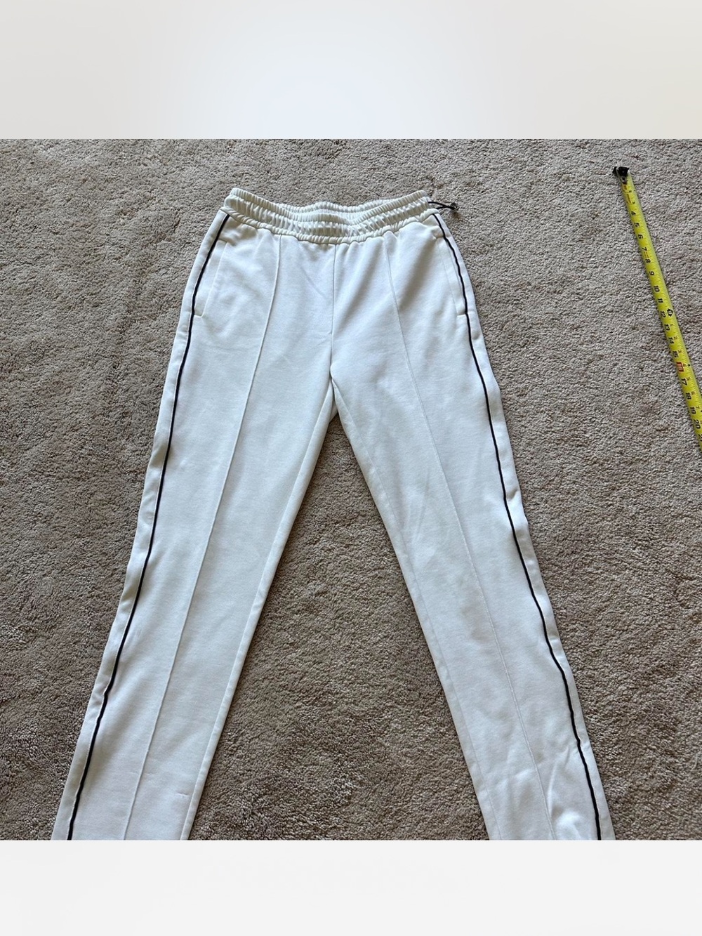 Moncler White Track Pants with Black Side Piping